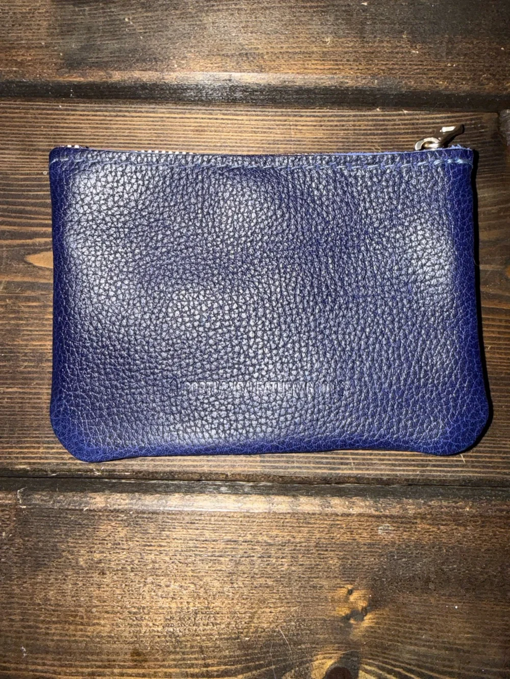 Portland Leather Blue Pebbled Double Zip Wallet